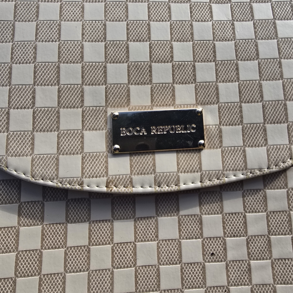 Boca Republic Beige Checkered Women's Bag